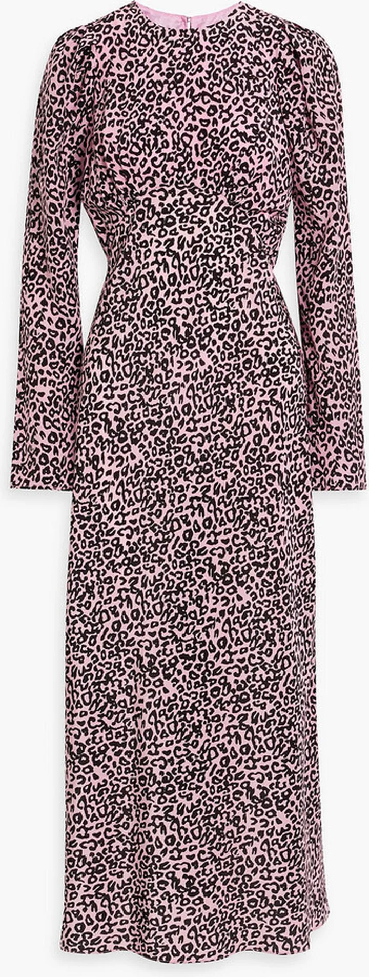 Pleated leopard-print silk crepe de chine maxi dress