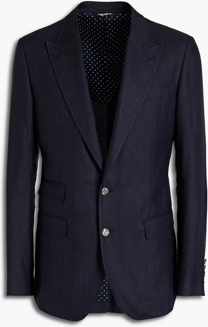 Slim-fit linen and silk-blend blazer