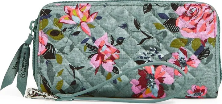 Vera Bradley Women's Recycled Cotton RFID Accordion Wristlet Rosy Outlook
