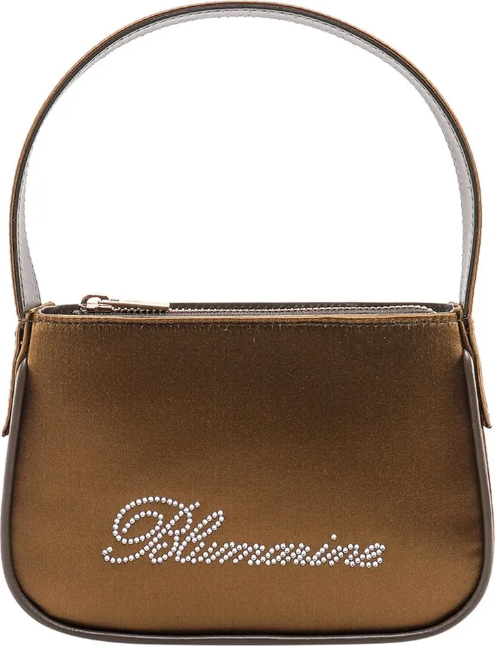 Satin handbag with frontal logo