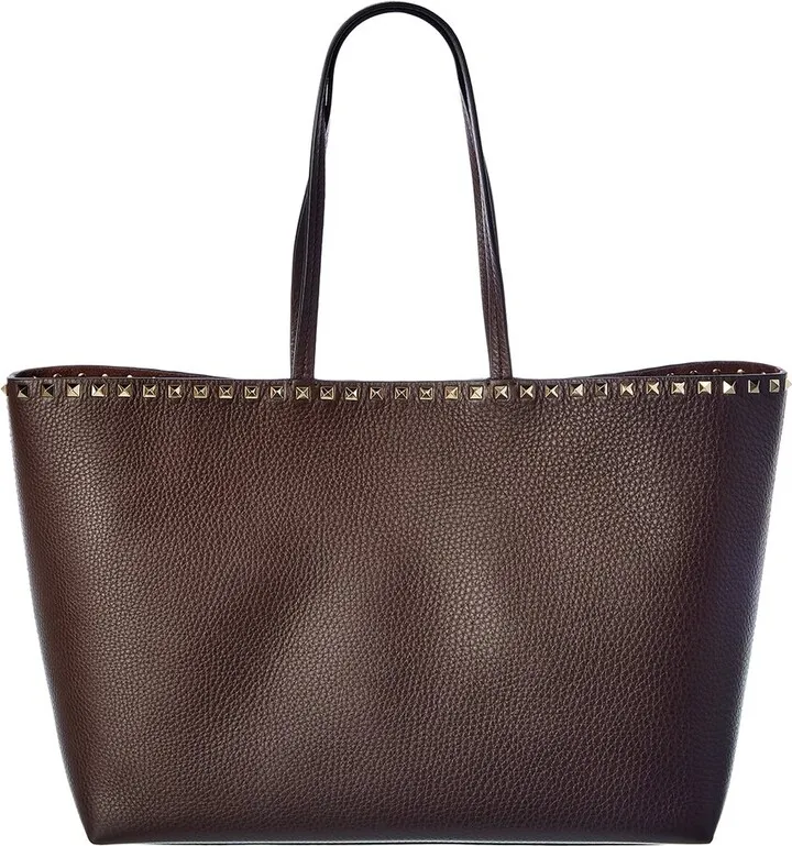 Valentino Rockstud Large Grainy Leather Shopper Tote