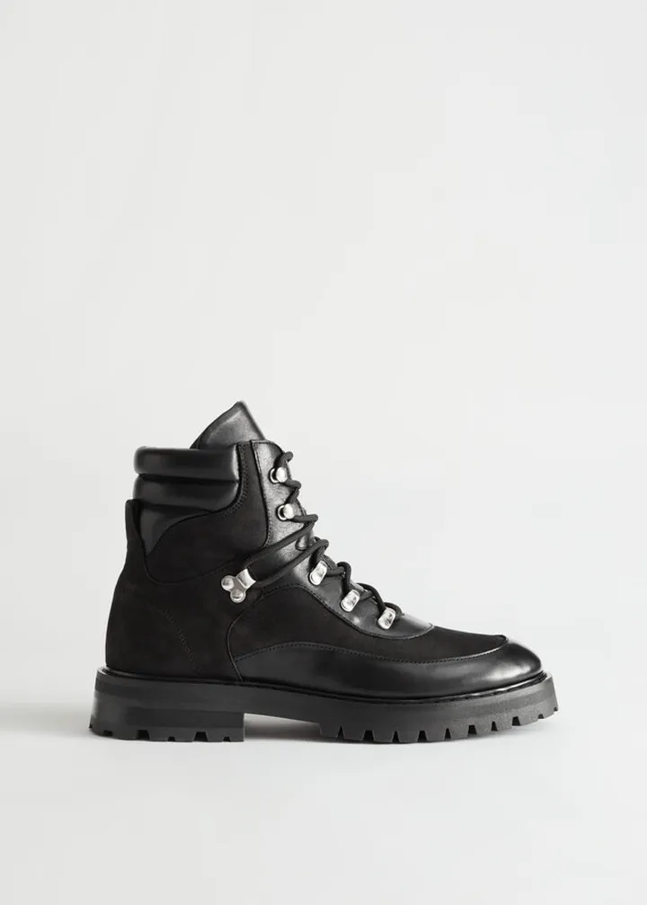Leather Lace-Up Hiking Boots