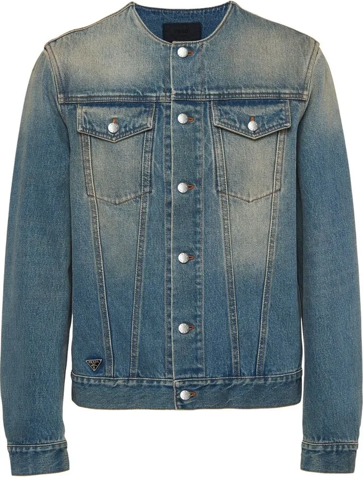 Collarless Denim Jacket