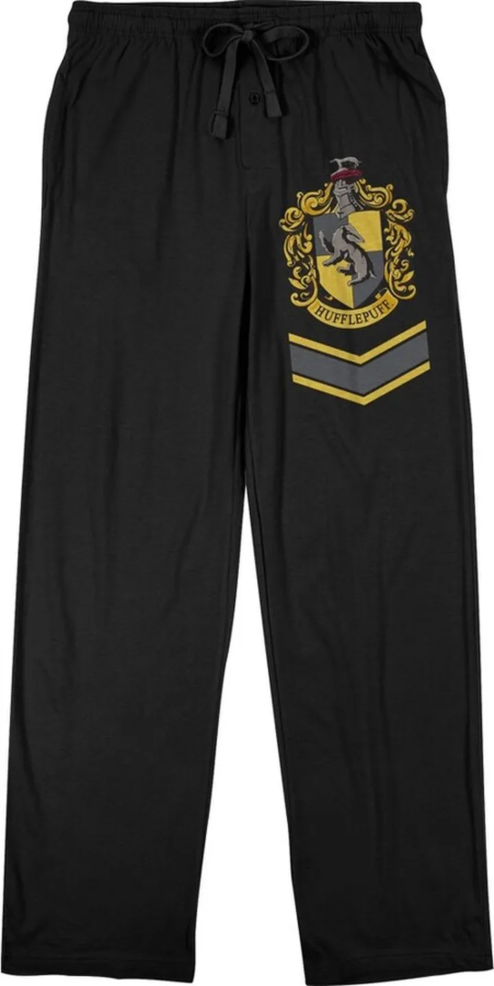 Harry Potter Hufflepuff House Crest Men’s Black Sleep Pajama Pants
