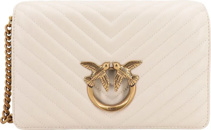 Matelassé leather shoulder bag with Love Birds detail
