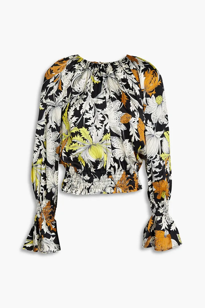 Printed satin-twill blouse