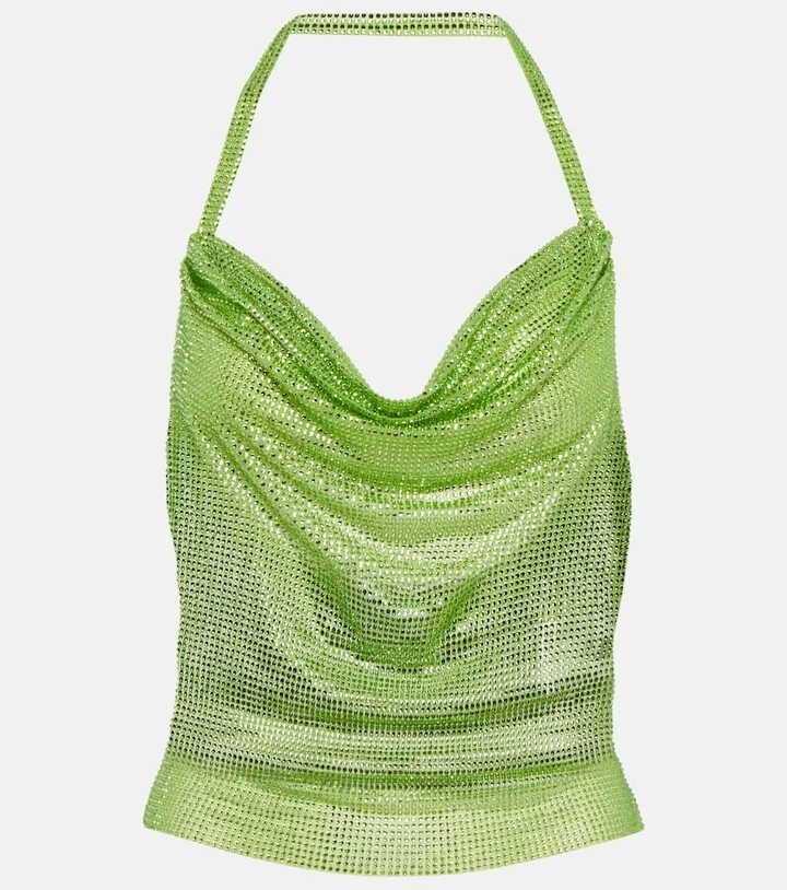 Crystal-embellished halterneck top