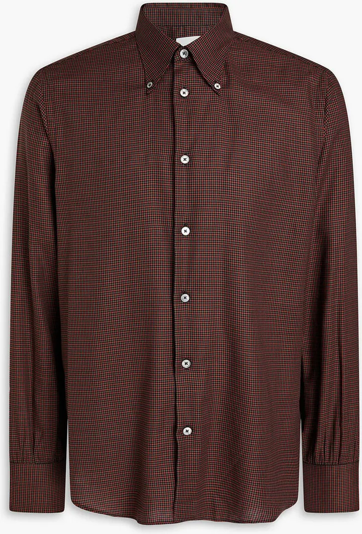 Checked cotton-blend poplin shirt