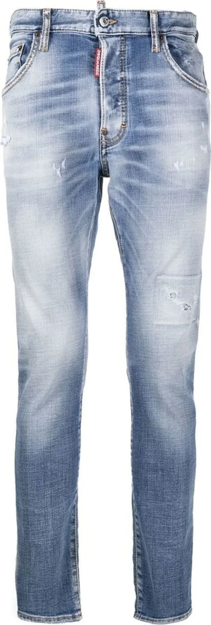 Distressed Slim-Cut Jeans