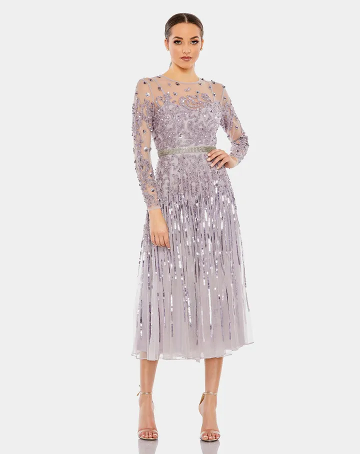 Long Sleeve Tea Length Dress