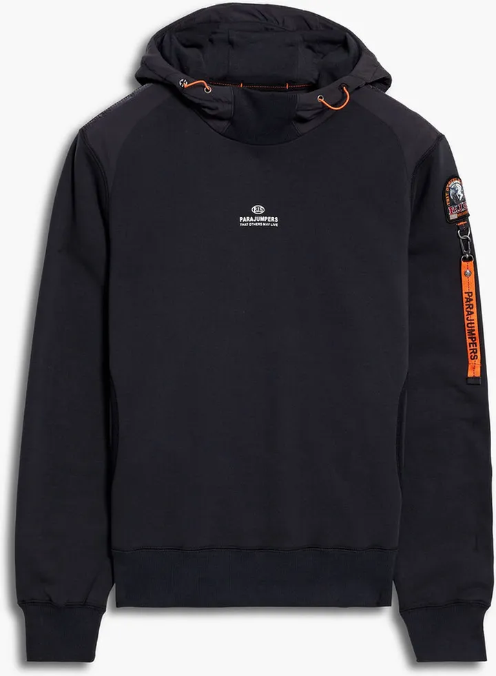 Printed shell-paneled cotton-blend jersey hoodie