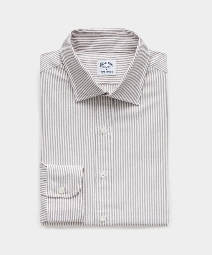 Hamilton + Todd Snyder Brown Stripe Oxford Dress Shirt