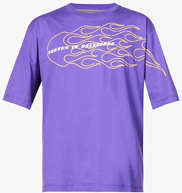 Mens Purple Kaido Logo-embossed Cotton-jersey T hirt