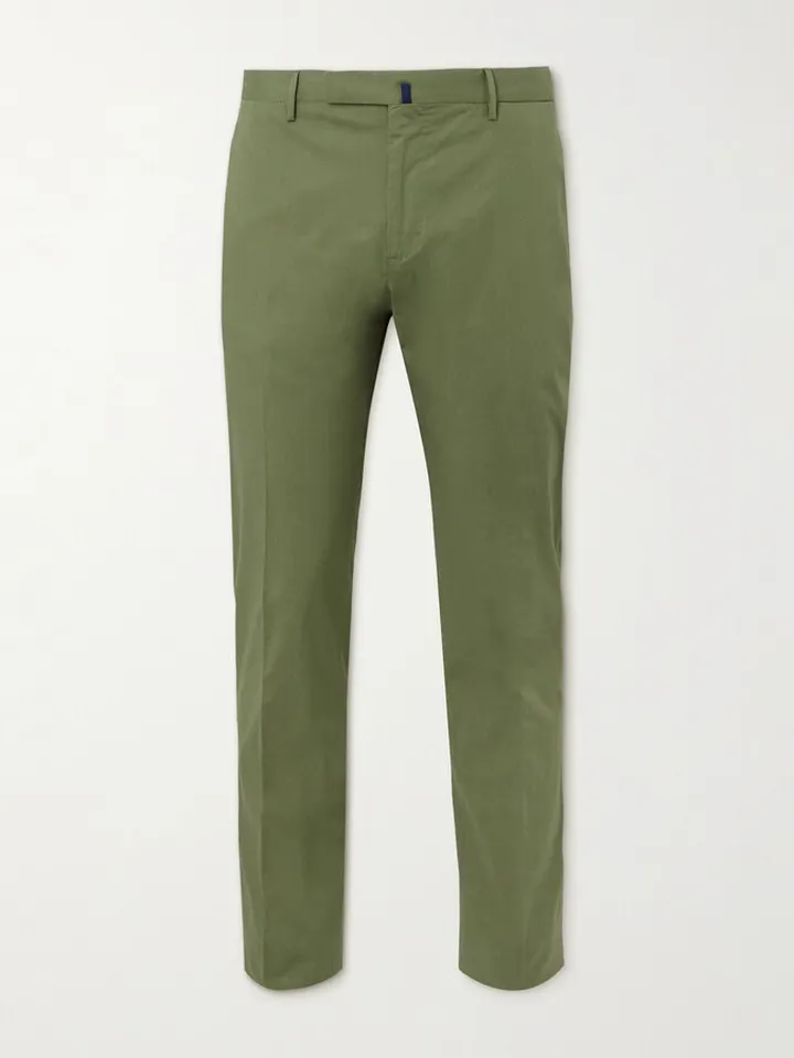 Slim-Fit Stretch-Cotton Poplin Trousers