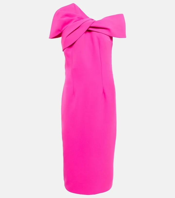 One-shoulder crepe midi dress