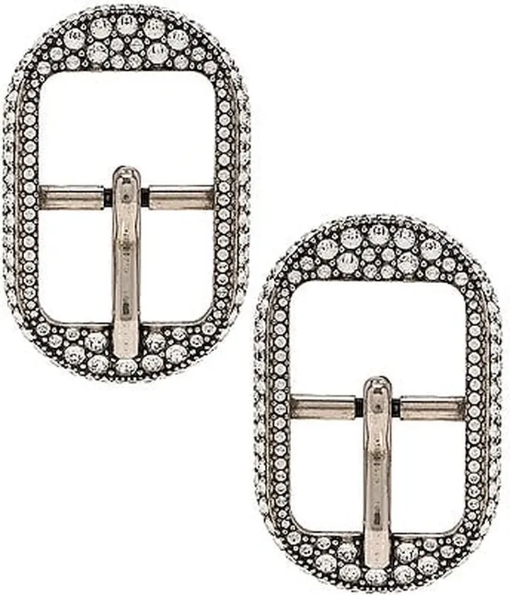 Balenciaga M Cagole Buckle Earrings in Metallic Silver