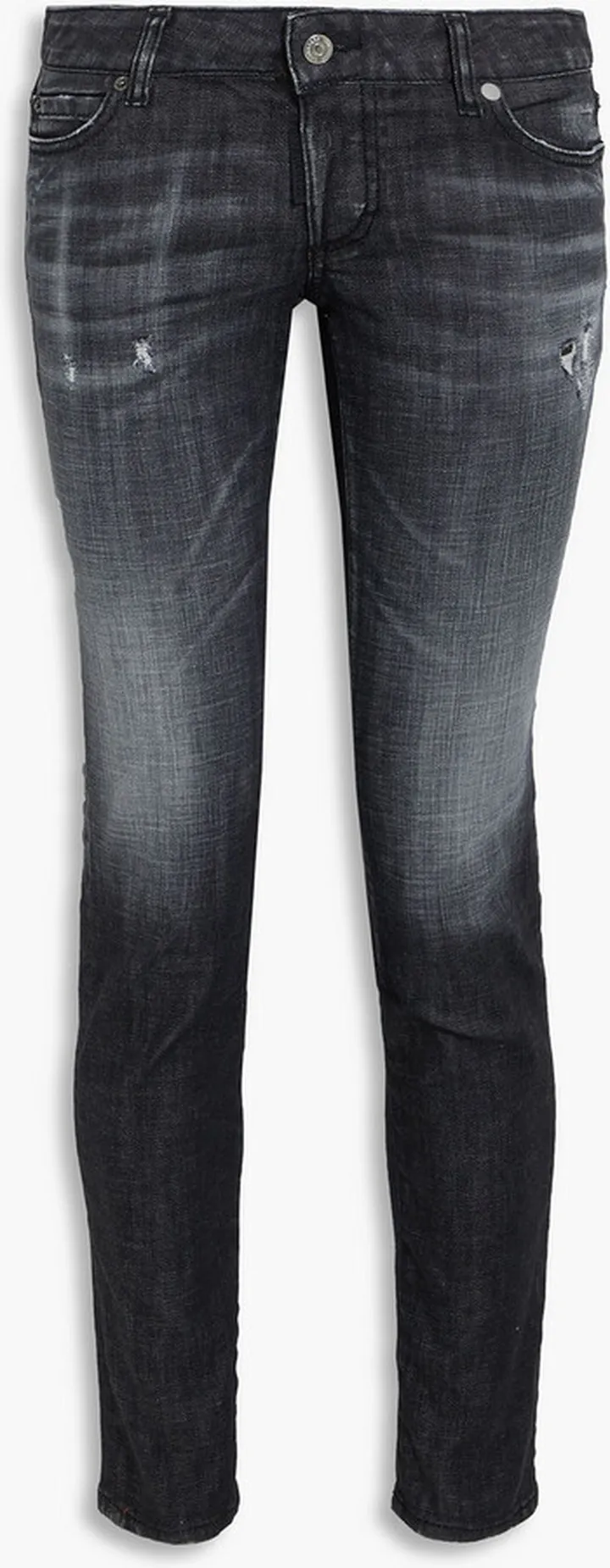 Distressed faded low-rise skinny jeans