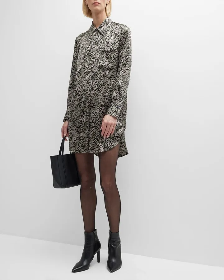 Scout Cheetah-Print Silk Shirtdress