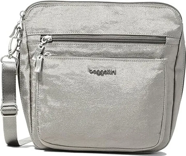 Baggallini Expandable Modern Pocket Crossbody (Sterling Shimmer) Handbags