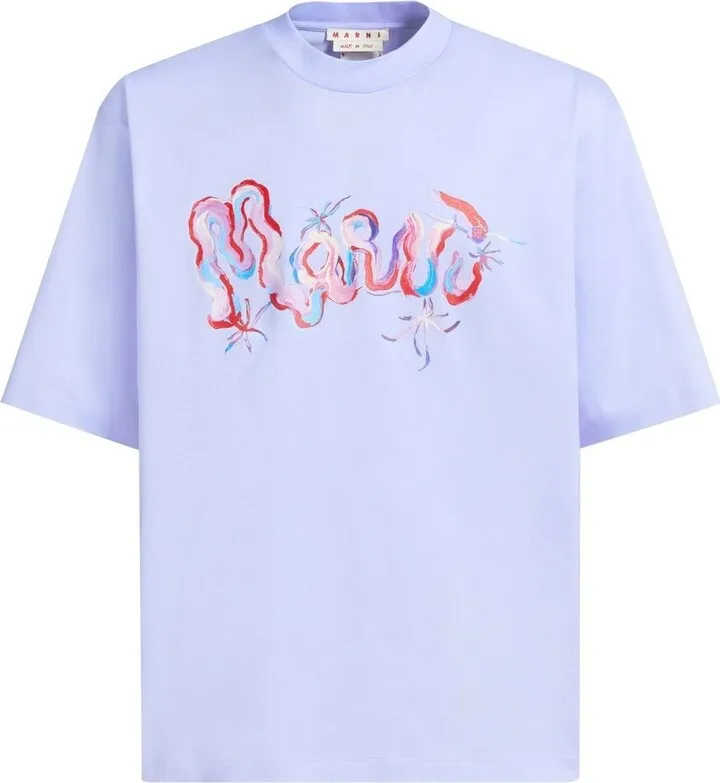 painterly logo-print cotton T-shirt