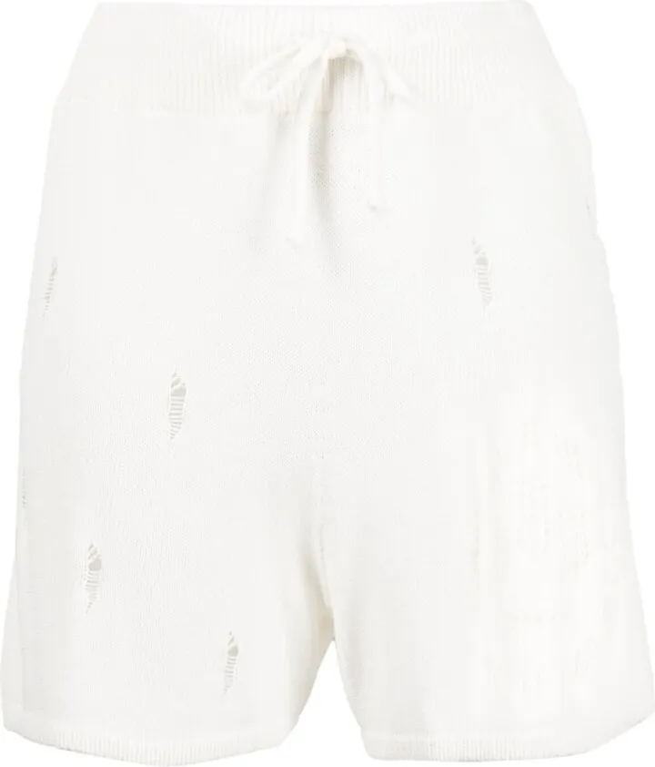 Distressed-Effect Knit Shorts