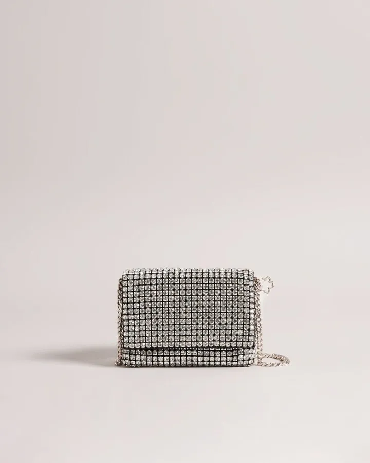 Crystal Crossbody Bag in Silver
