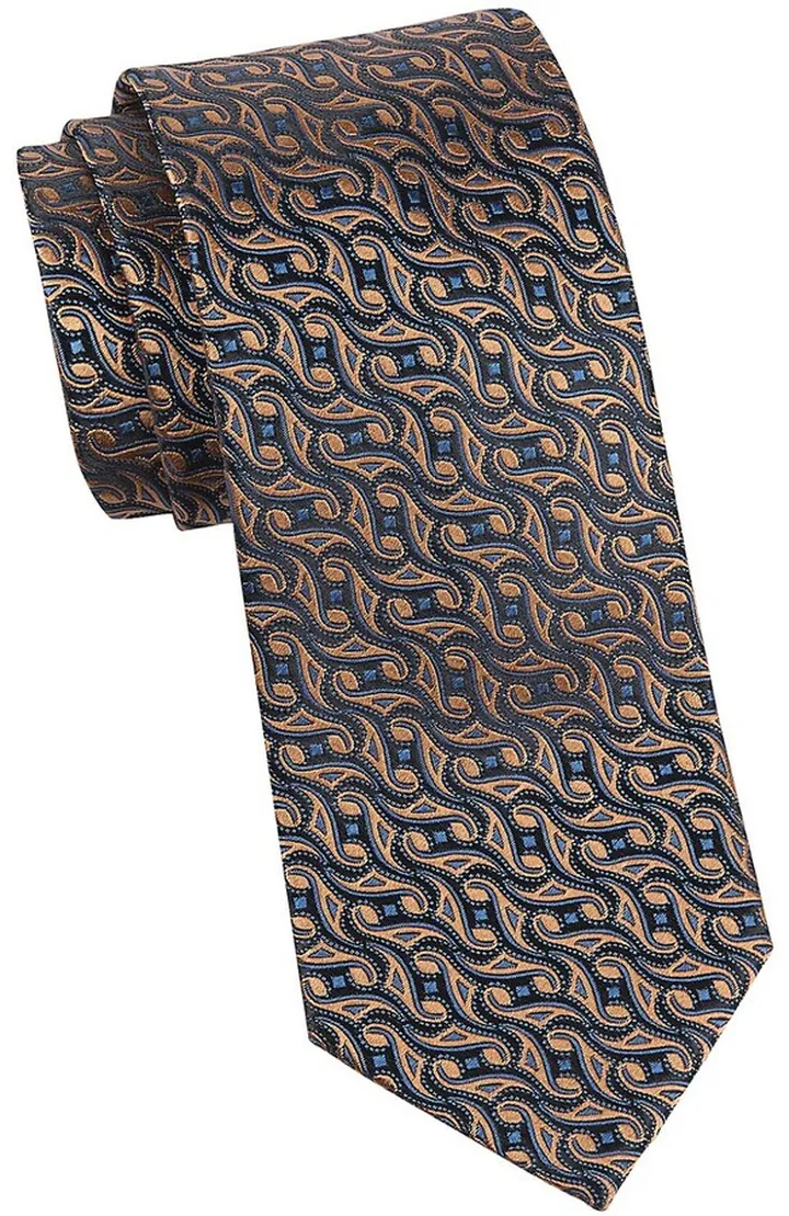 Swirl Geometric Woven Silk Tie
