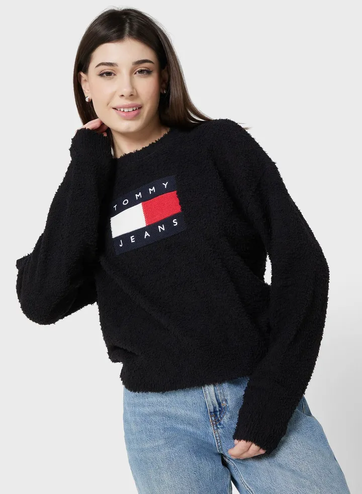 Center Flag Round Neck Sweater