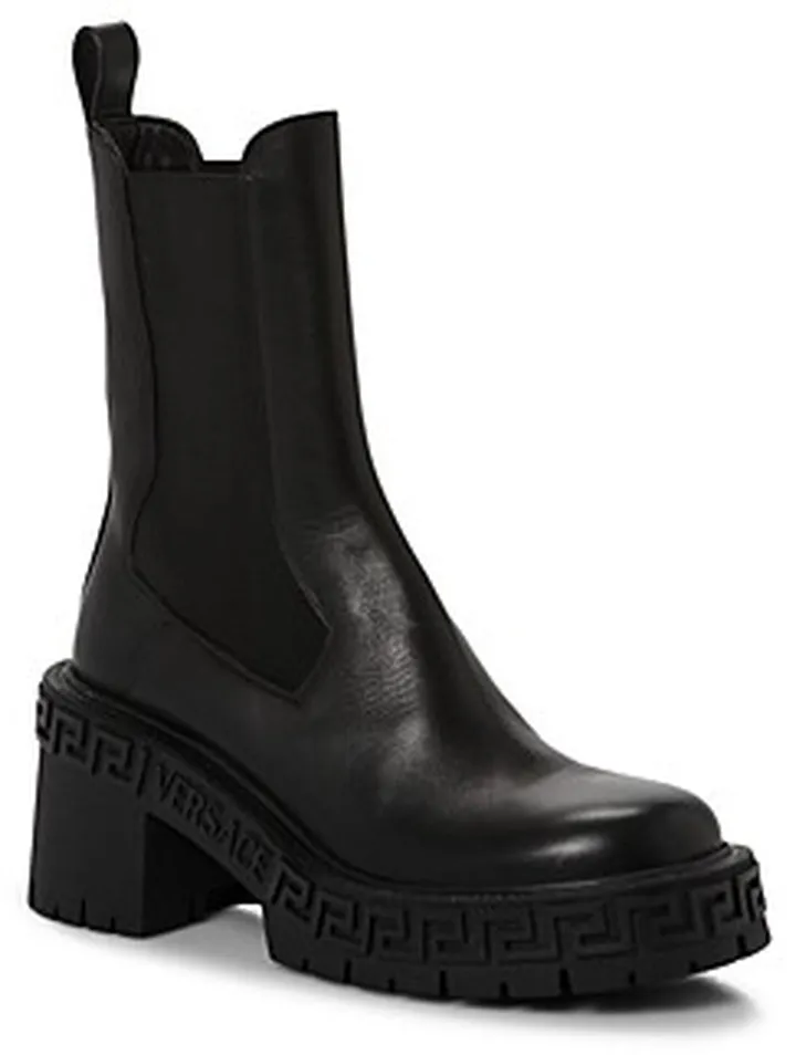Versace Women's Leather Heeled Chelsea Booties