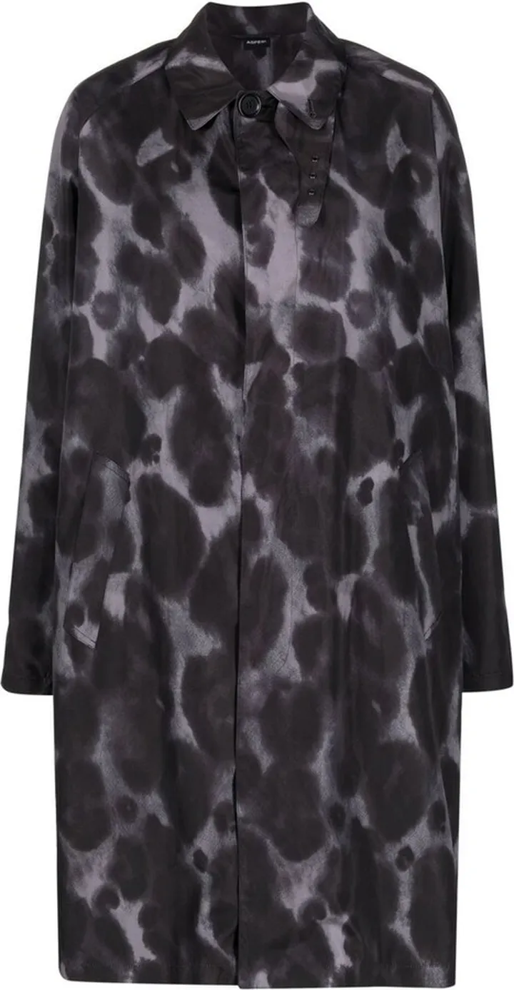 Abstract-Print Single-Breasted Coat