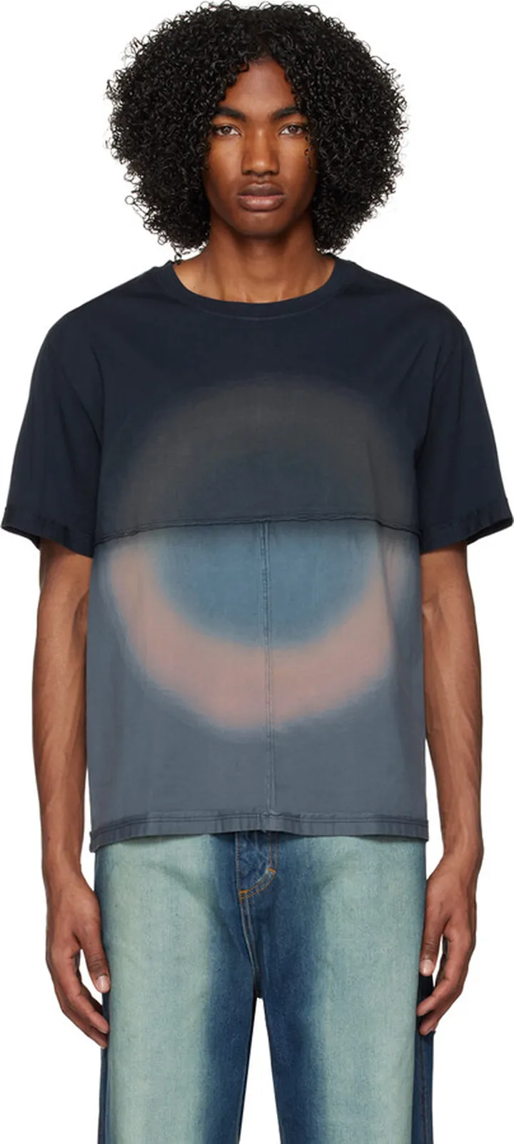 Eckhaus Latta Navy Lapped T-Shirt