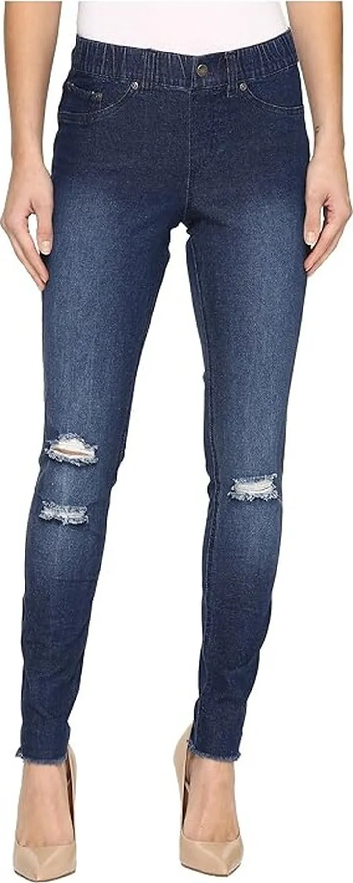 HUE Ripped Knee Denim Leggings (Ink Wash) Women's Jeans