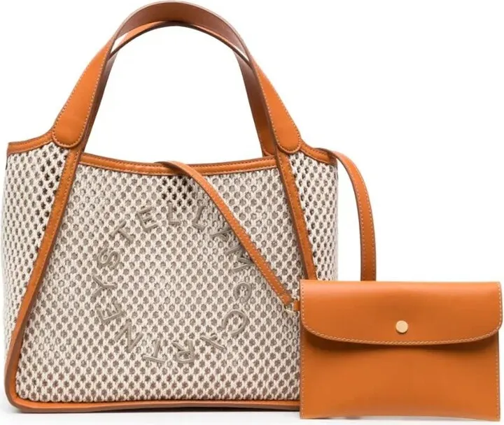 Ivory And Beige Stella Logo Rope Mesh Tote Bag