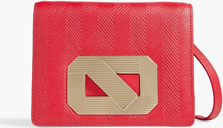 Embossed pebbled-leather shoulder bag
