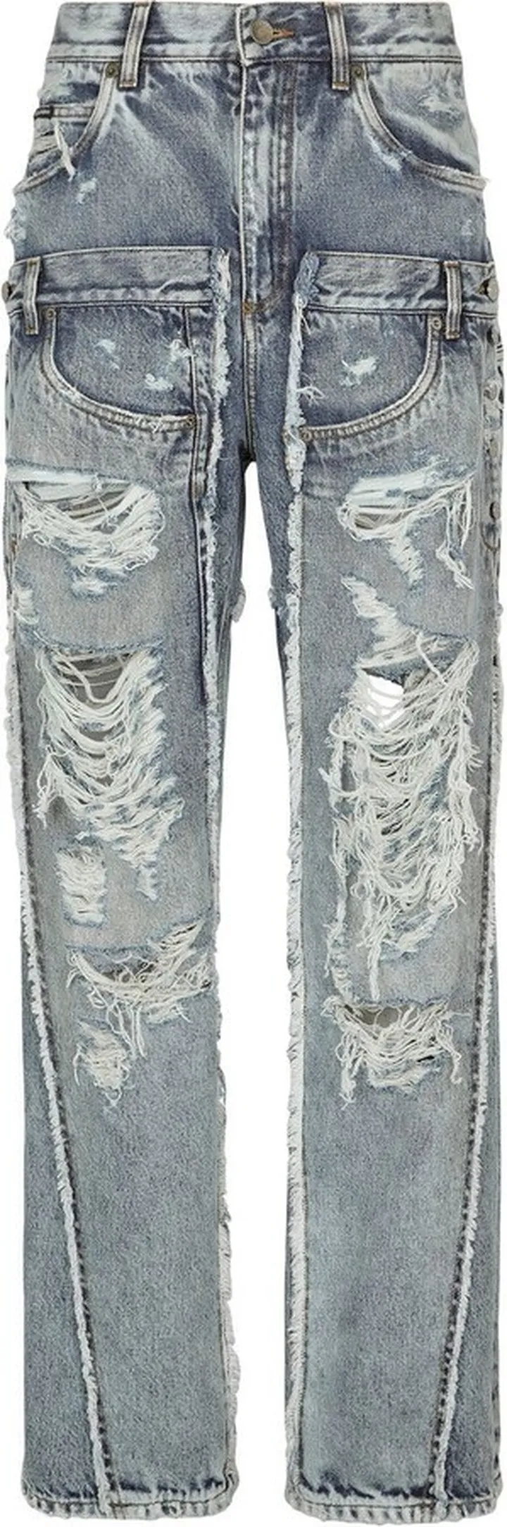 KIM DOLCE&GABBANA mid-rise distressed wide-leg jeans