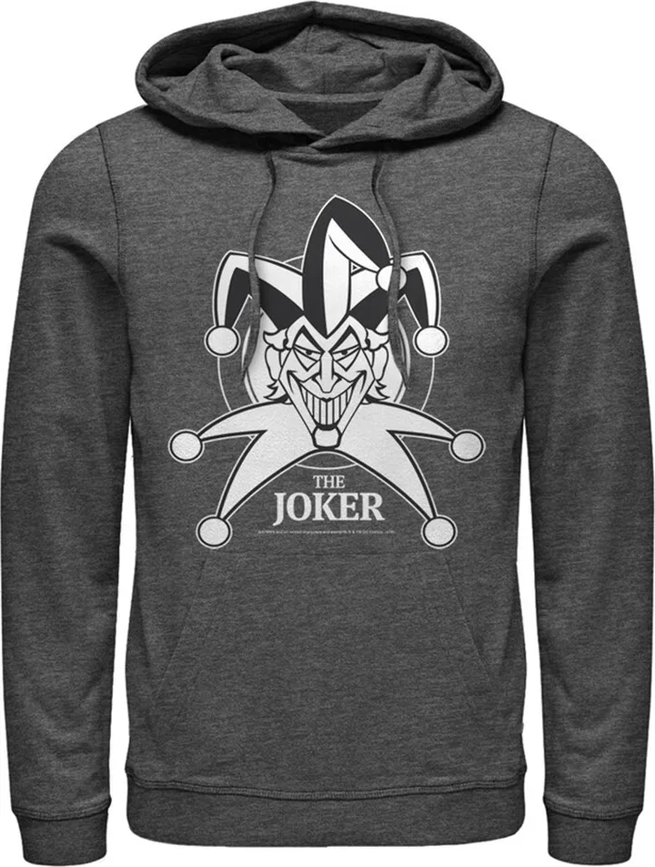 Men's Batman Joker Emblem Pull Over Hoodie - Charcoal Heather - 2X Large