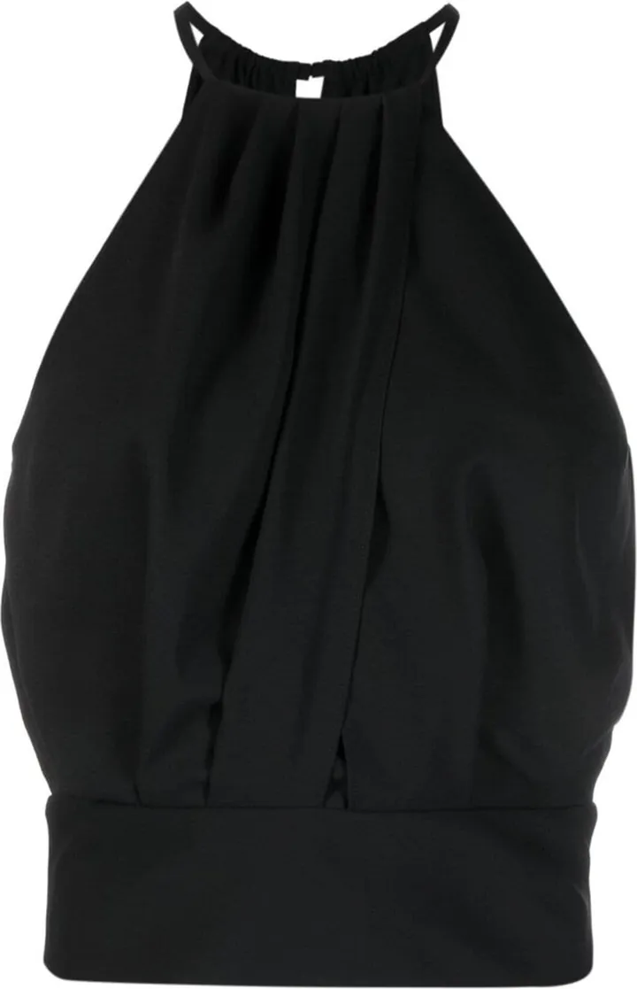 Pleat-Detail Halterneck Top