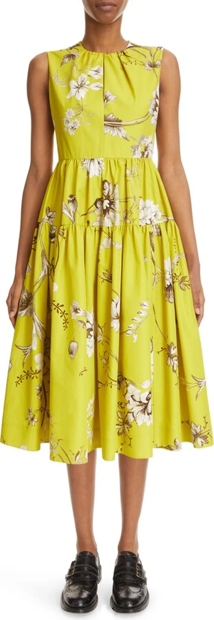 Eleonore Floral Print Tiered Midi Dress
