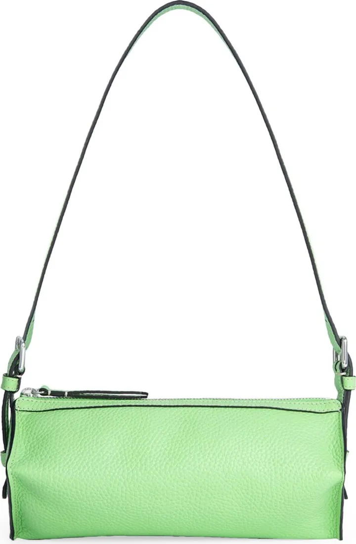 Karo Fresh Green Grained Leather Baguette Bag