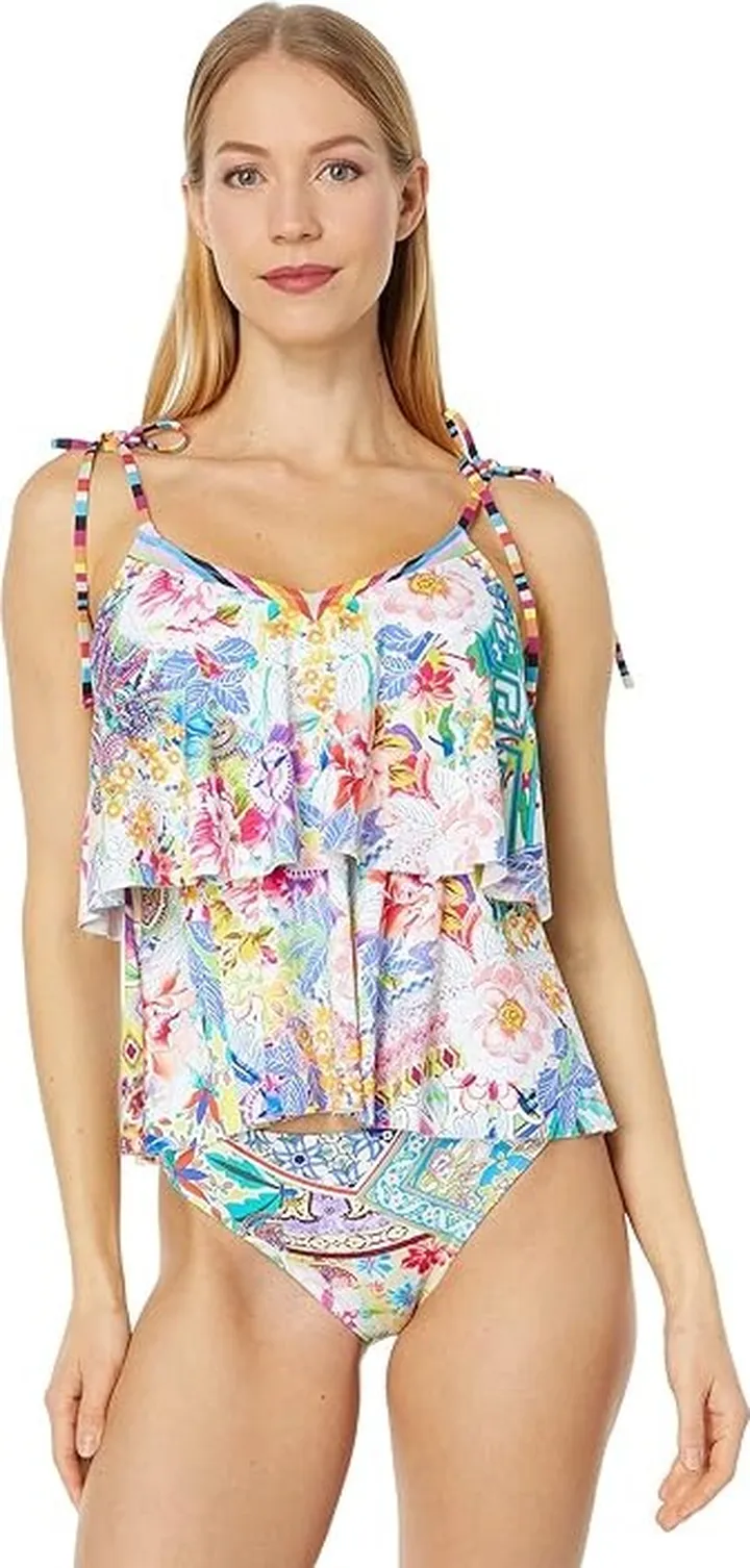 Johnny Was Tie Tankini Top (Multi) Women's Swimwear