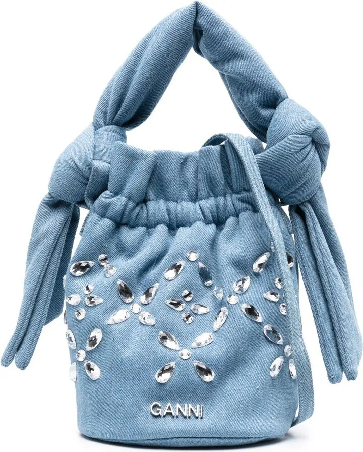 Occasion crystal-embellished denim mini bag