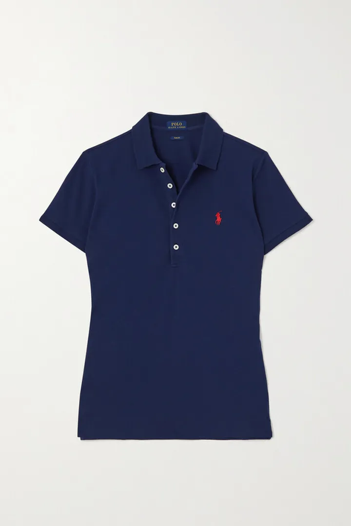 Polo Ralph Lauren - Julie Cotton-piqué Polo Shirt - Blue