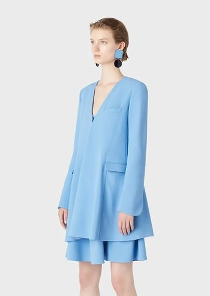 Cady-crêpe V-neck overcoat