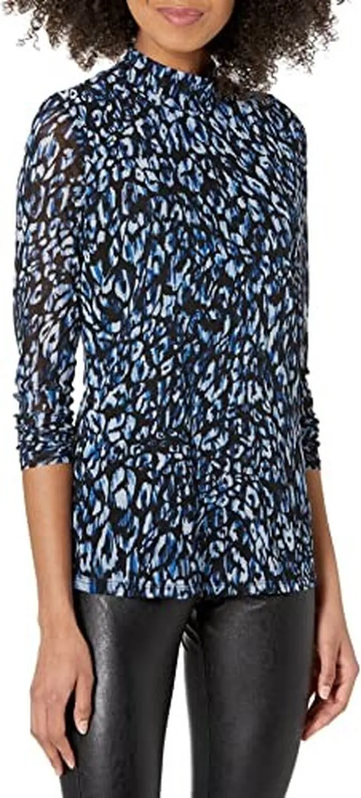 NINE WEST Women's Printed MESH Turtleneck