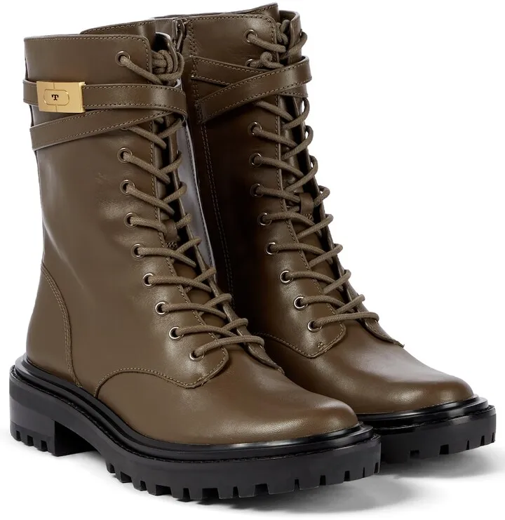 T Hardware leather combat boots