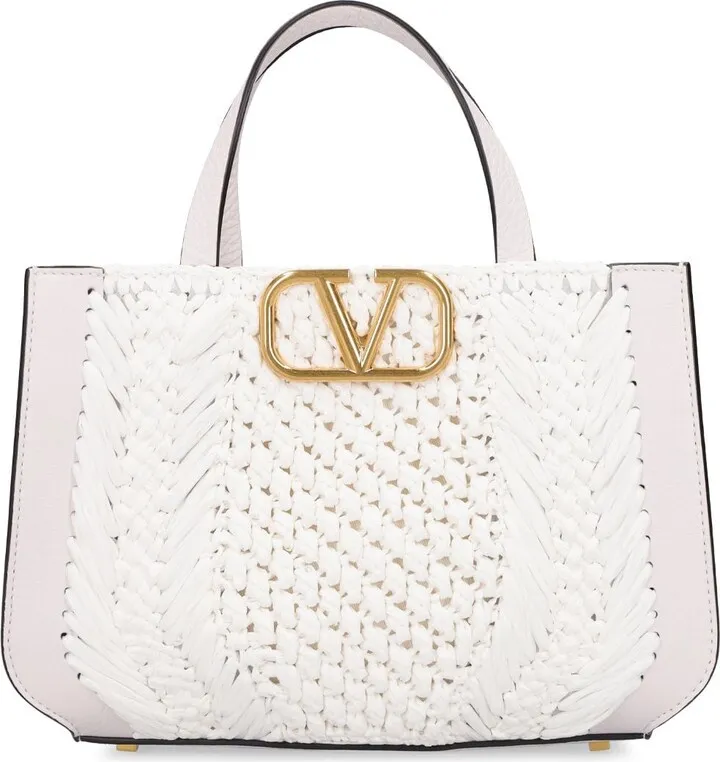 Vlogo Signature crochet raffia tote bag