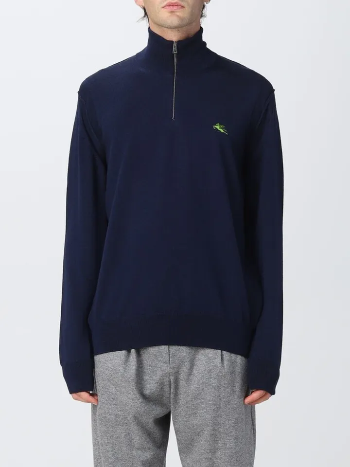 Etro zip-up sweater with embroidered logo