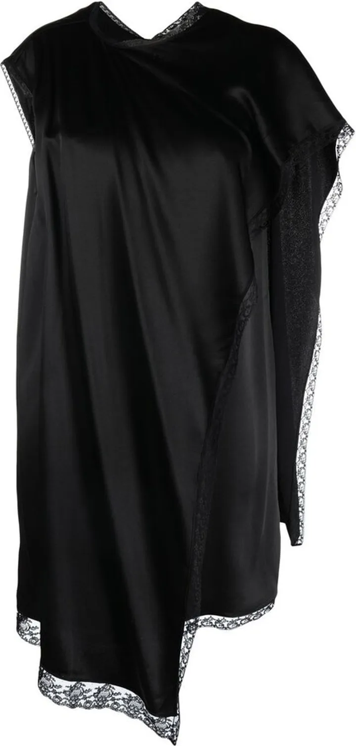 Asymmetric Satin Mini Shift Dress