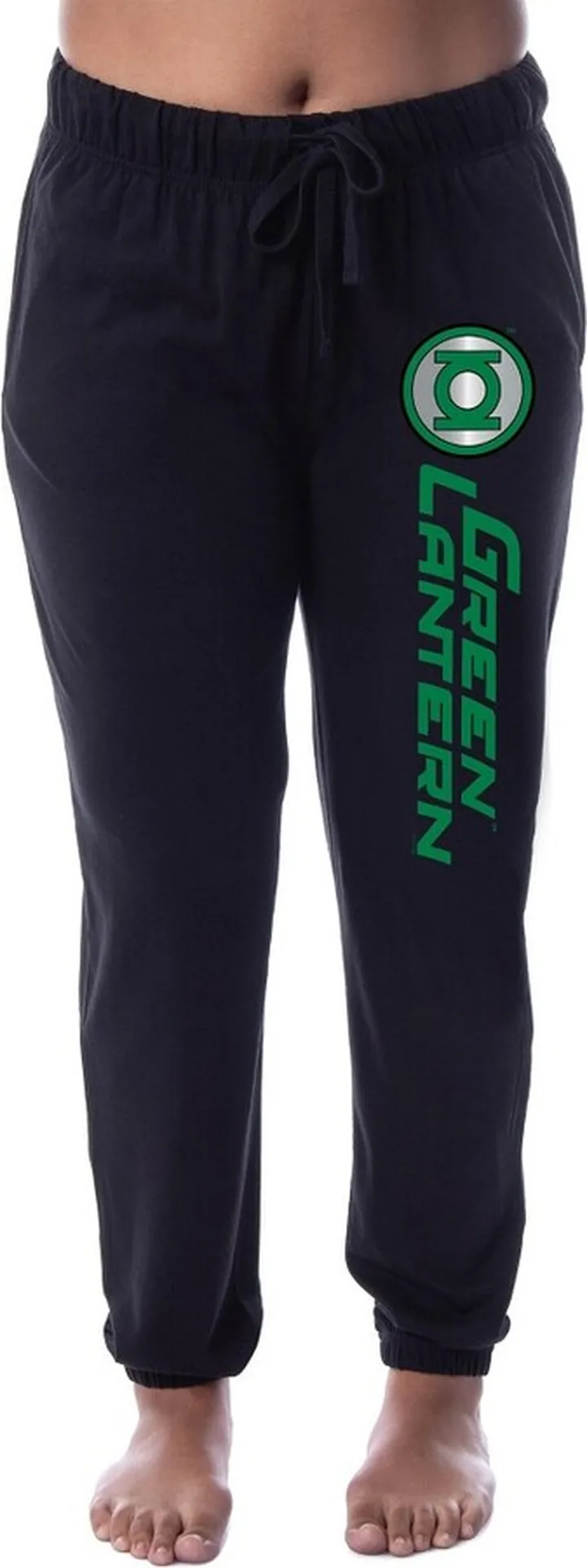 DC Comics Womens' Green Lantern Logo Jogger Sleep Pajama Pants (Large) Black