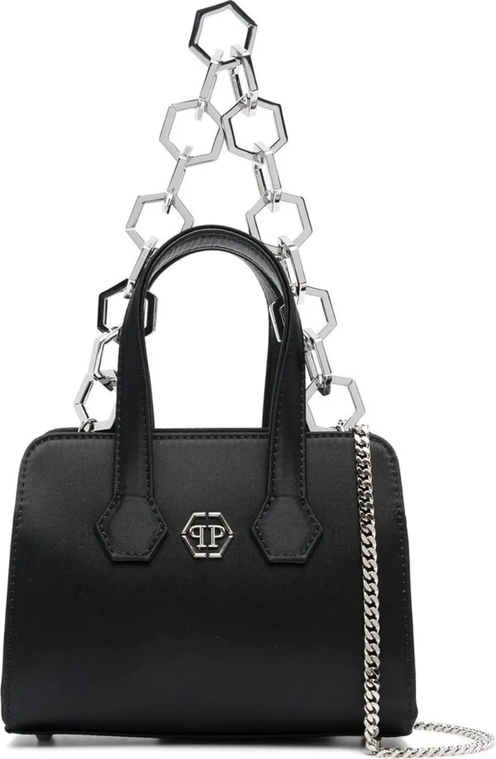 Logo-Plaque Satin-Finish Tote Bag